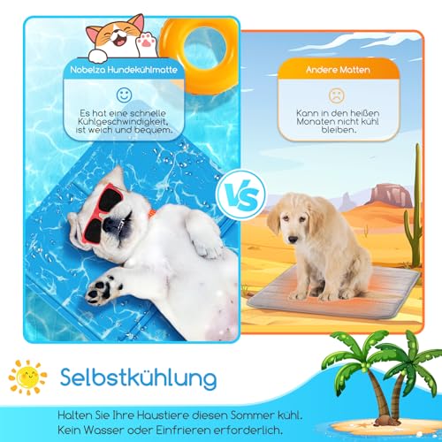 Nobleza - Kühlmatte Hunde Selbstkühlend Ungiftige Gelauflagen Welpe Katzenbett Kühlmatratze im Sommer, 110 * 70cm, Blau, XL