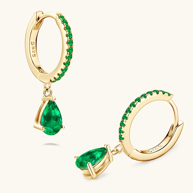 14K Gold over S925 Emerald Tassel Dangle Earrings, Contemporary Square Design Bold and Elegant, Fashionable Accessory for the Modern Wardrobe3