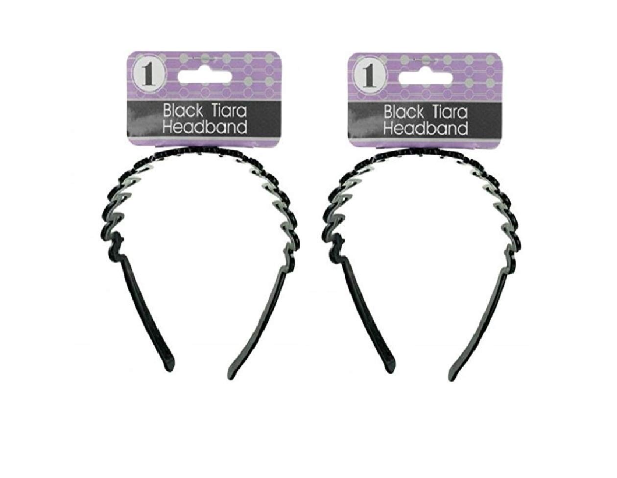 Headband Black Tiara, Black, Pack of 2