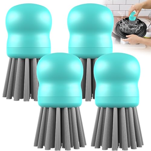 Image of Mini Dish Brush for Cleaning Chicken Shredder, Palm Brush Dish Scrubber with Ergonomic Grip, Kitchen Brush for Washing Dishes, Pans, Pots, Sink (4, Mint Green)