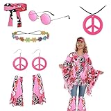 Efymosce Hippie Kostüm Damen, 60 er 70er Jahre Hippie...