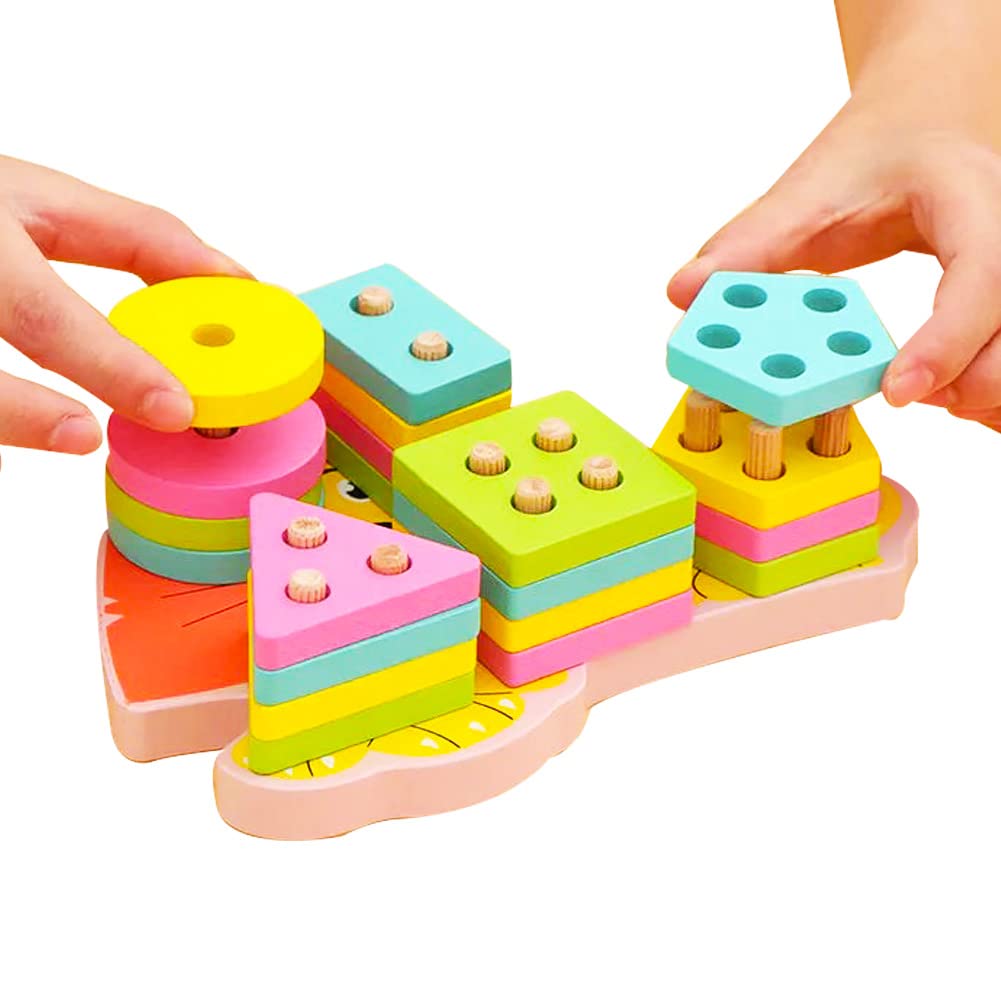 Viadom Toddlers Montessori Wooden Educational Toys for Baby Boys Girls Age 2 3 4 Year Old, Shape Sorting Toys Gifts for Kids 2-4, Wood Preschool Learning Fine Motor Skills Game