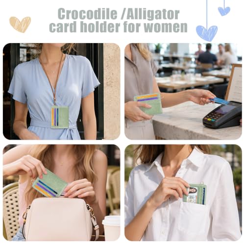 Image of Slim Credit Card Holder Crocodile Wallet Women Thin Wallets