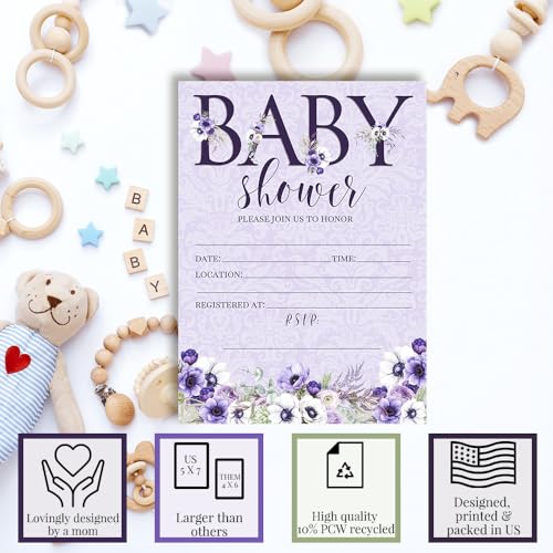 Invitaciones para Baby Shower Amanda Creation 20 tarjetas florales con sobres 3