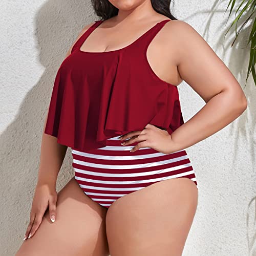 Mooncore Womens Plus Size Swimsuit High Waisted Tankini Bathing Suits Two Piece Flounce Bikini Swimsuit #TOP1