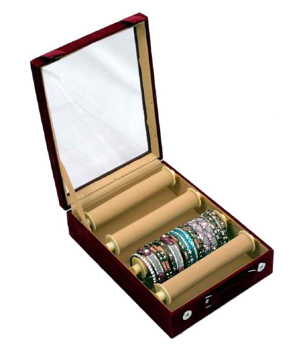 Kuber Industries Wooden 4 Rod Bangle Box, Maroon (VAR46)