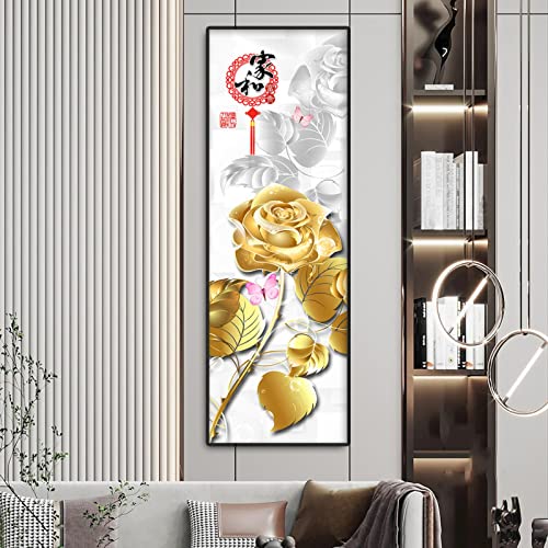 Cuadro abstracto rosa dorada dsdsgog 40x120cm sin marco para salon