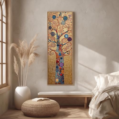 Tableau Arbre de Vie doré vertical 60x180cm chic