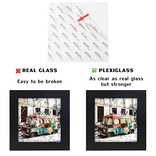 5X5 Black Picture Frames Square Classic Natural Wood 6 Pack For Wall Mounting And Tabletop Display #TOP6