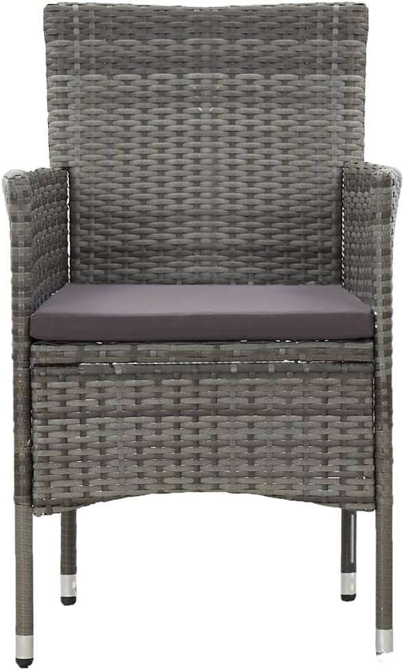 Patio Dining Chairs 2 pcs,Leisure Chair,Reception Chairs,Outdoor Dining Chairs,Weather Resistant,Easy to Maintain,Fits Homes, Offices, Bars and Cafes, Poly Rattan Gray