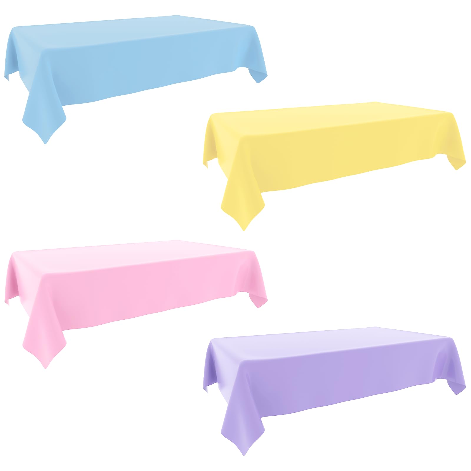 4 pcs Pastel Table Cloths for Parties, Plastic Pastel Table Covers, Colorful Tablecloth for Baby Shower, Wedding, Easter, Birthday and Ice Cream Party Decoration, 54 X 108 Inch