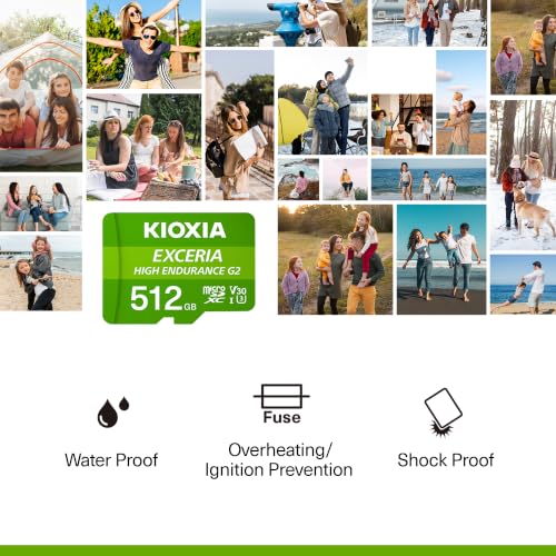 Image of KIOXIA EXCERIA HIGH Endurance G2 512GB microSDXC /Micro SD Card for Dash Cam, CCTV & Surveillance - C10, U3, V30, 4K UHD, Made in Japan | 100MB /s Read, 50MB /s Write | 5-Yr Warranty