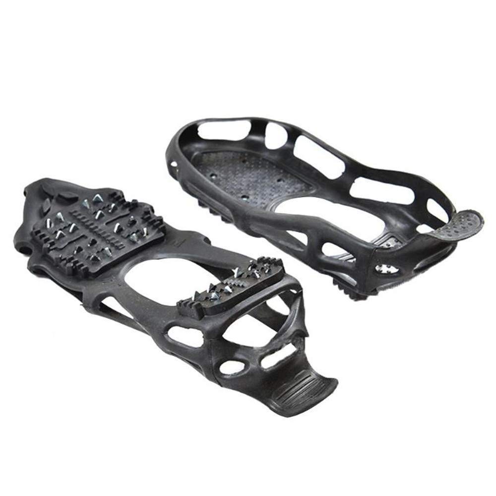 Poignées à Neige glacée, Pinces à Glace d'hiver antidérapantes Crampons à Neige Crampons de Traction avec 24 Bottes à Crampons en Acier Couvre-Chaussures pour la randonnée Pêche ES