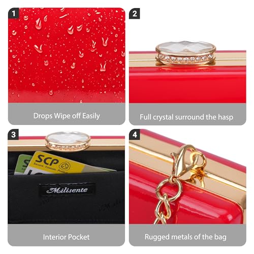 Image of Patent Leather Clutch Purses for Women Glossy Evening Bag