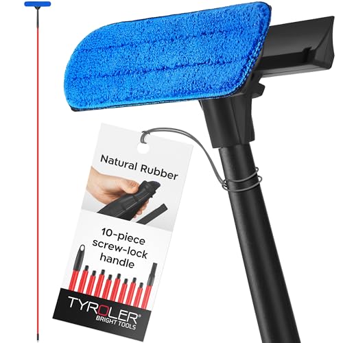 Image of Tyroler Window Squeegee with Extension Pole 1-12.5ft | Window Cleaner Tool | | 10-Part Windows Washing Kit with Extension Pole | Professional Telescopic Window Squeegee for Home & High Glass