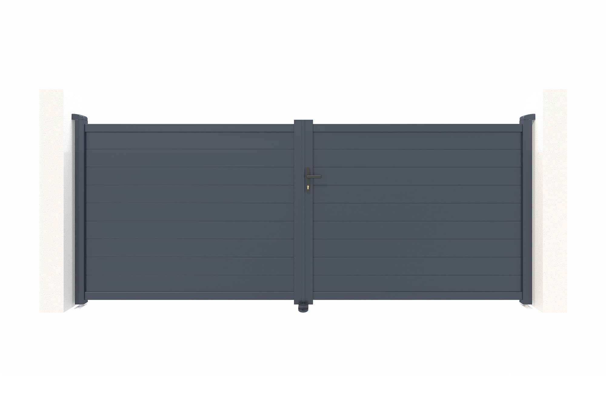Casanoov Portail Battant EIGER 4 m 392 cm x 161 cm 6,​3 m² Aluminium Gris Anthracite RAL 7016 Plein Sécurisé Intimité Jardin Extérieur Motorisable Résistant Corrosion Gonds Renforcés Inclus