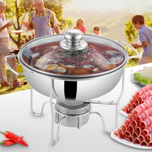 Set redondo buffet con calentador y tapa de vidrio 5.0L