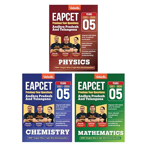 Image of Vedantu Andhra Pradesh & Telangana EAPCET Previous Year Questions 2021-2025 (5 Years) | Physics, Chemistry & Mathematics | 9000+ Questions for ... EAPCET / EAMCET Exam Preparation Book For 2026