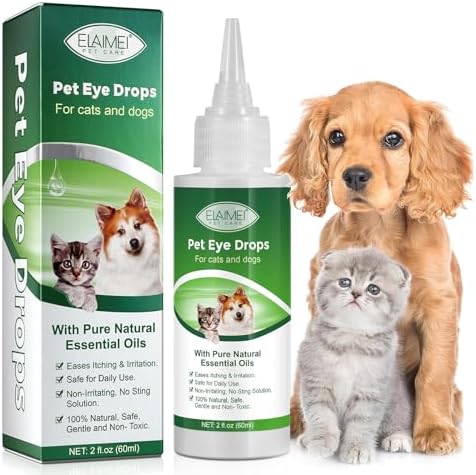 Dog Eye Drops – Dog Eye Infection Treatment – Eye Drops for Dogs – Relieve Red Eyes – Dog Eye Wash for Cleaning Tear Streaks、Removing Eye Stains & Relieving Dryness（60ml）