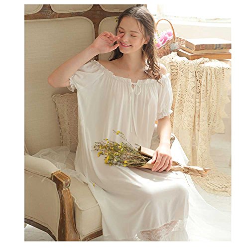 Singingqueen Womens' Cotton Nightgown Nightshirt Ladies Victorian Sleepwear Dress Gown Pajamas Lounger3