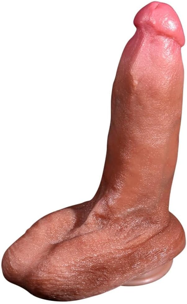 Double Layer Dildo with Strong Suction Cup Soft Dildos Real Penis Butt Plug Anal Sex Toy for Women Men and Couples(Medium)