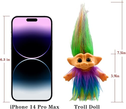 Miniatura 7 de Juego de 2 muñecas retro vintage Troll de la suerte, cromáticas, adorables para colecciones, proyectos escolares, artes y manualidades, recuerdos de