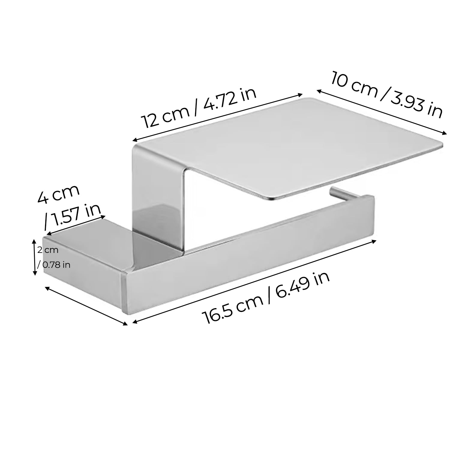 Portarotolo moderno da parete in acciaio inox SUS 304 con ripiano, porta rotolo di carta igienica cromato per mensola del telefono e design elegante