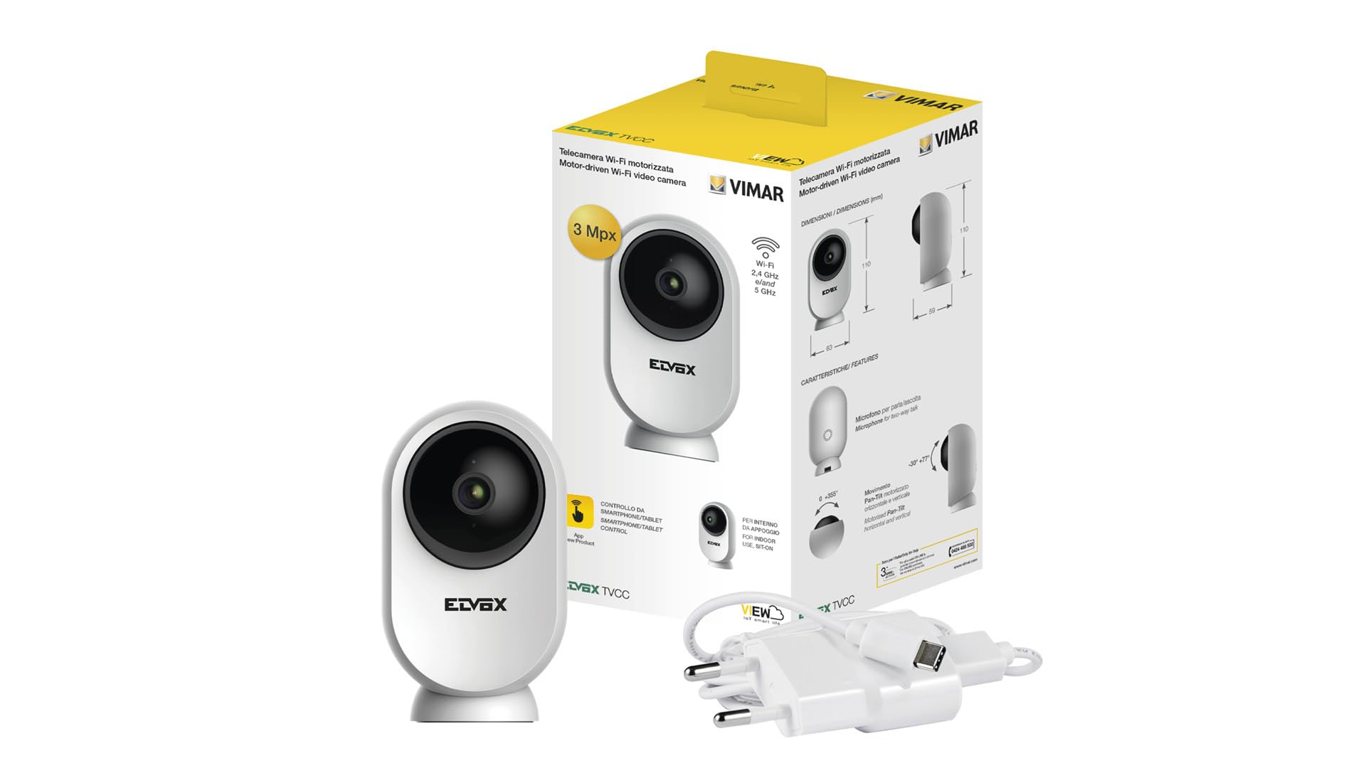 VIMAR 46239.036C telecamera WiFi Interno PT motorizzata a colori Day&Night