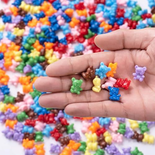 Image of XINHUIDALSQ 180 Pcs Counting Bears, 0.62'' 9 Colors Rainbow Counting Mini Bears with Storage Bag, Plastic Sorting Bear Counters Math Manipulatives for Ages 3+ Kids, Back to School Supplies