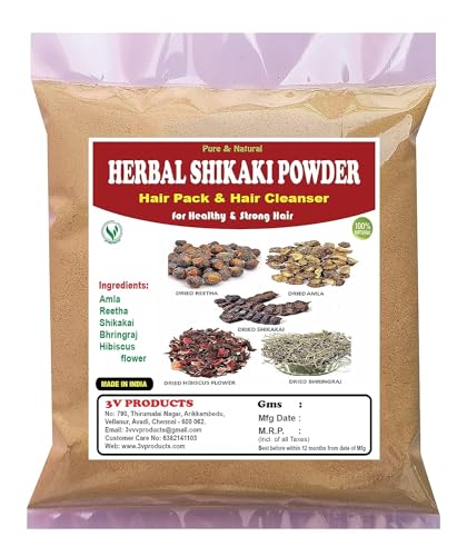 3V PRODUCTS Herbal Shikakai Powder 150g (Amla, Reetha, Shikakai, Bhringraj, Hibiscus Flower mixing) for Hair Pack & Hair Cleanser for Healthy Strong Hair – Unisex
