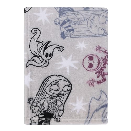Image of Disney Nightmare Before Christmas Gray, Purple, and White Super Soft Baby Blanket