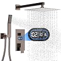 Longriver Shower Faucet Set with Hydro Power Temperature Display, Shower 12 Inch Shower Head with Handheld Spray, Wall Mounted Shower Fixtures with Shower Valve and Trim Kit, Oil Rubbed Bronze