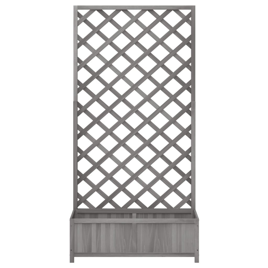 Macetero con espaldera, jardinera para plantas con rejilla, jardinera elevada, jardinera con celosía de madera maciza, huerto elevado de exterior, 84 x 30 x 107 cm, gris, 90 x 35 x 180 cm
