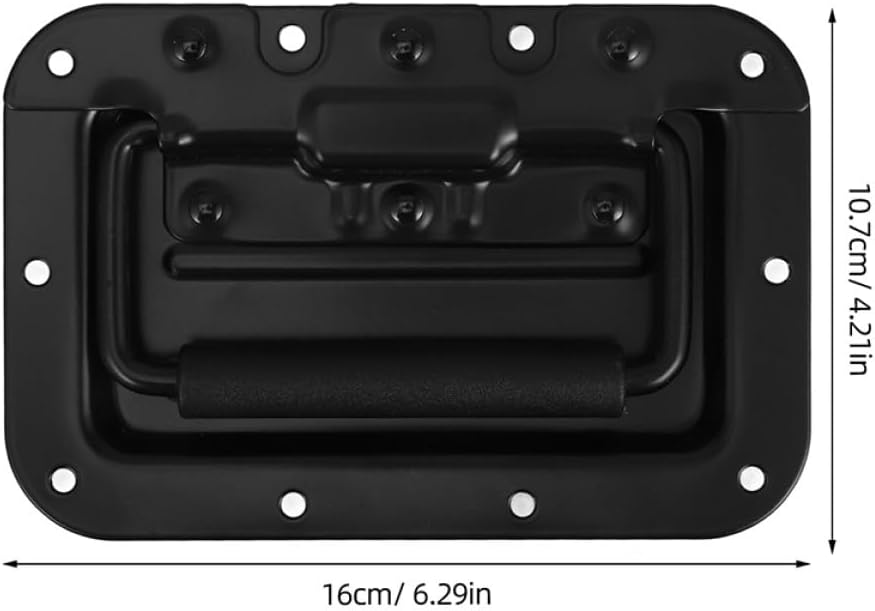 2pcs 8mm Spring Loaded Recessed Drawer Handles for Toolboxes and Cabinets, Heavy Duty Black Chest Pulls with Grip, Industrial Hardware for Secure Access