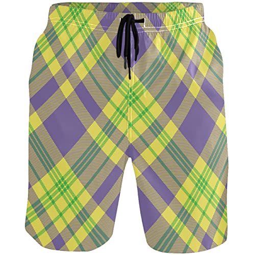 visesunny Mardi Gras Summer Men's Swim Trunks Quick Dry Bathing Suits Beach Holiday Party Swim Shorts