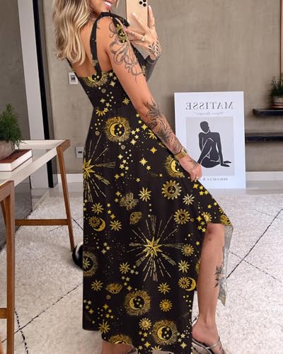 Image of Womens Summer Dresses Sleeveless Casual Sundress with Tie Straps Women's Maxi Beach Dress Vacation Outfits for Woman