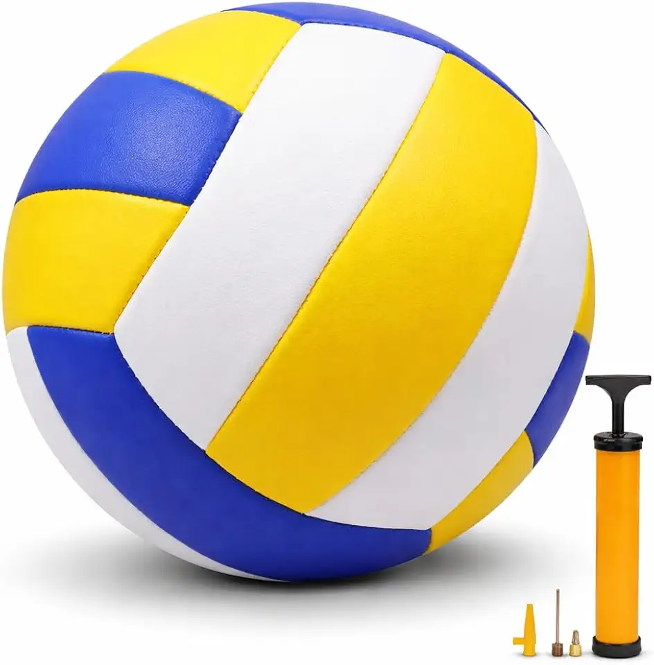Bola de Vôlei clássico Areia Praia, Volley Ball, Total Soft, Bola para piscina + Bomba de Ar Manual com Bico para Encher Bola e Boia – Couro Sintético, Cores Sortidas