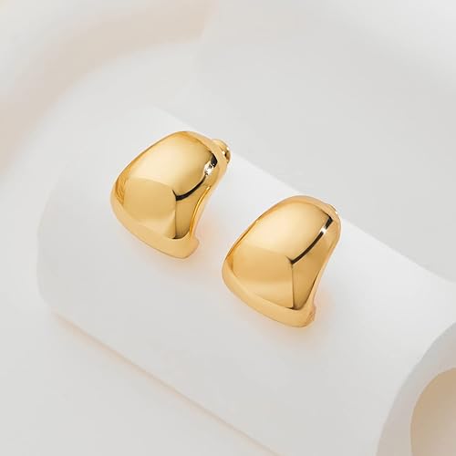 Miniatura 6 de MUYAN Aretes gruesos y gruesos para mujer, aretes de oro y plata pulidos, joyería ligera para el día a día