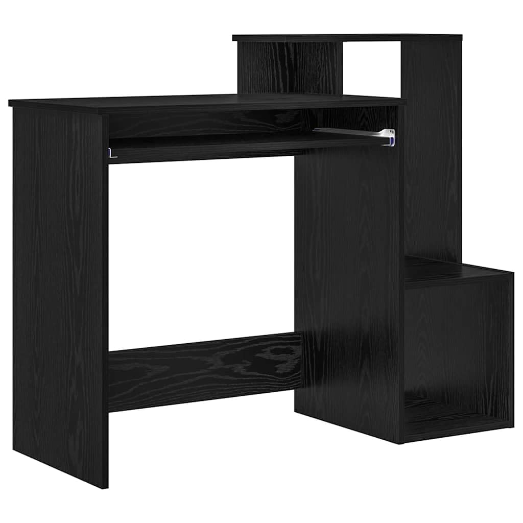 Hothingwell Scrivania in legno di quercia nera 106 x 41 x 88.5 cm | Rettangolare, scaffali di stoccaggio, superficie ergonomica, facile manutenzione, per ufficio o casa