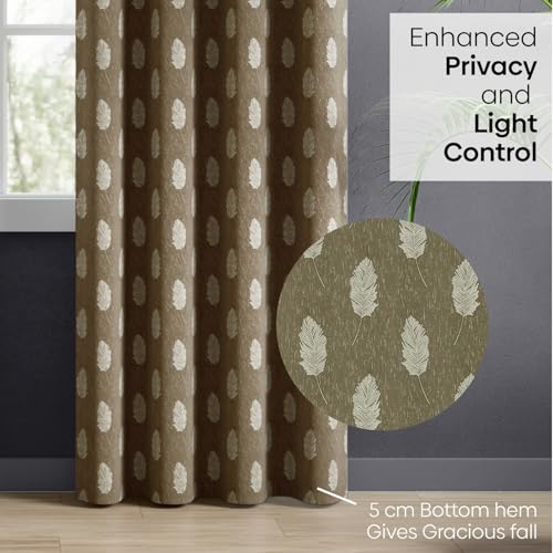 Image of haus & kinder Jacquard Door Curtains 7 Feet Long Pack of 2 Door Curtains, 7 Feet Curtains for Door (Feather Fern, Moss 130x213 CM)