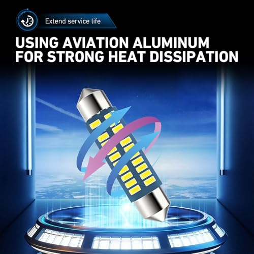 4PCS 578 LED Festoon Bulbs 1.65In 42mm 6000K Blanco miniatura 6