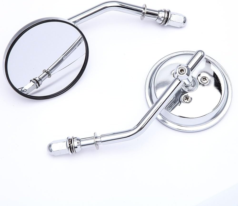 M8 M10 Chrome Motorcycle Mirrors,2Pcs Universal Round Shape Rear view Side Mirrors Compatible with Harley Street Glide Softail Sportster and More