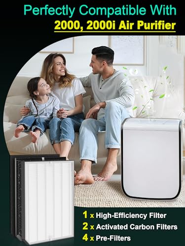 Image of 2000 Replacement Filters Compatible with Air Doctor 2000 2000i Air Purifiers - Includes 1 Premium Filter, 2 Carbon Filters, and 4 Pre-Filters - Compare to Part # ADF2001, ADF2002, ADF2003