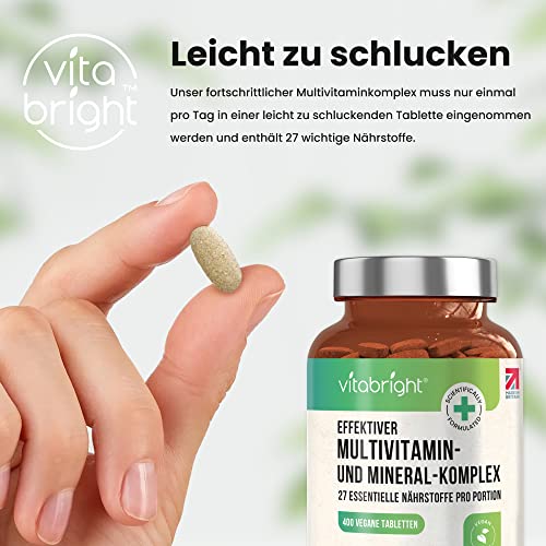 Multivitamin und Mineralien – 400 vegane Multivitamintabletten – Vorrat für 13 Monate – 27 Vitamine und Mineralien pro Tablette für Frauen und Männer – Keto-geeignet –... – Bild 4
