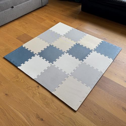 Image of MioTetto Baby Play Mat, Soft Foam Floor Tiles for Kids. Adjustable Interlocking Foam Tiles, Fits with 50x50 Playpen Baby mat for Crawling & Development, Safe & Non-Toxic Playmat for Babies 6-12 Months