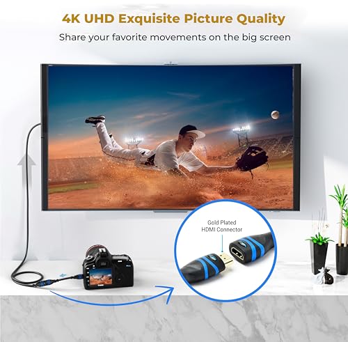 BlueRigger High Speed Mini HDMI(NOT Micro) to HDMI Female Adapter with Ethernet (20CM) - Image 4