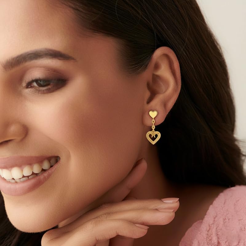 Image of Kisna 9 /14 /18 KT Sway Heart Yellow Gold Earring For Women
