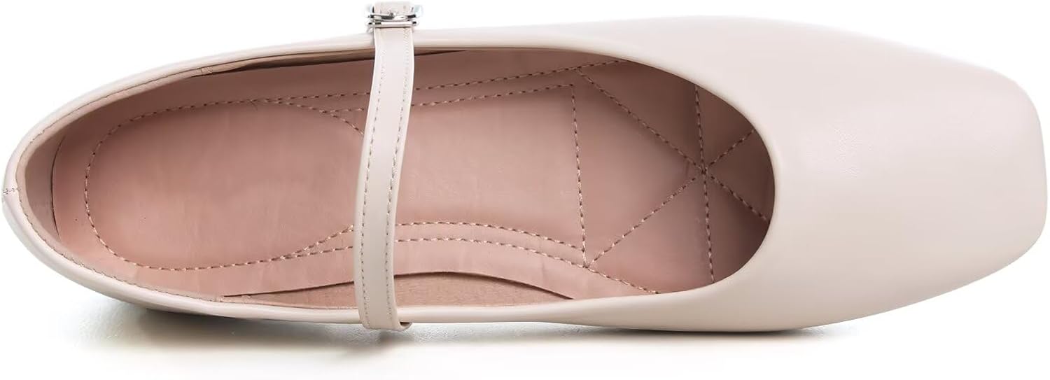 TN TANGNEST Leather Flats for Women Comfortable Square Toe Slip On Flats Soft Work Flats Retro Mary Jane Flats - Image 6