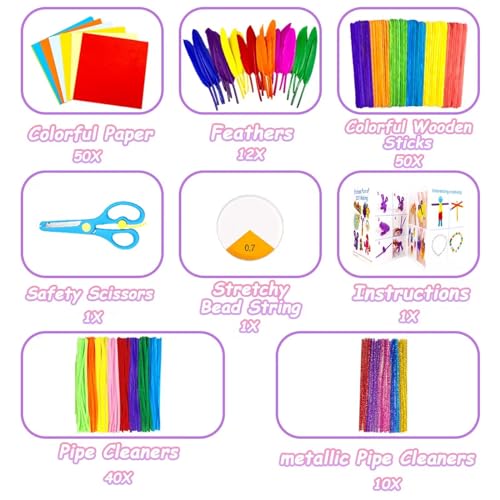 2000 Pcs DIY Arts and Crafts Supplies Kit for Kids - Kids Craft Kits Art Supplies Material Set with Pipe Cleaner All in 1 Crafting Collage Activity for Toddlers Gifts Toys Age 5 6 7 8 9 Year Old Girls - Image 4
