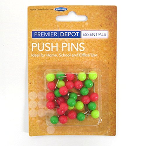 Multi Coloured Round Head Push Pins - Pack of 30, by Premier